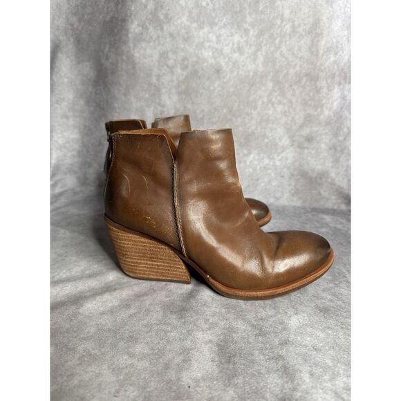 Women's Kork Ease Sz 7.5 Leather Booties‎ Brown Heels Shoes Boots - Picture 1 of 15